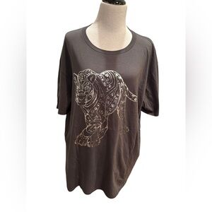 Anvil Grey Metallic Tiger Graphic T-Shirt. Size XL. NEW